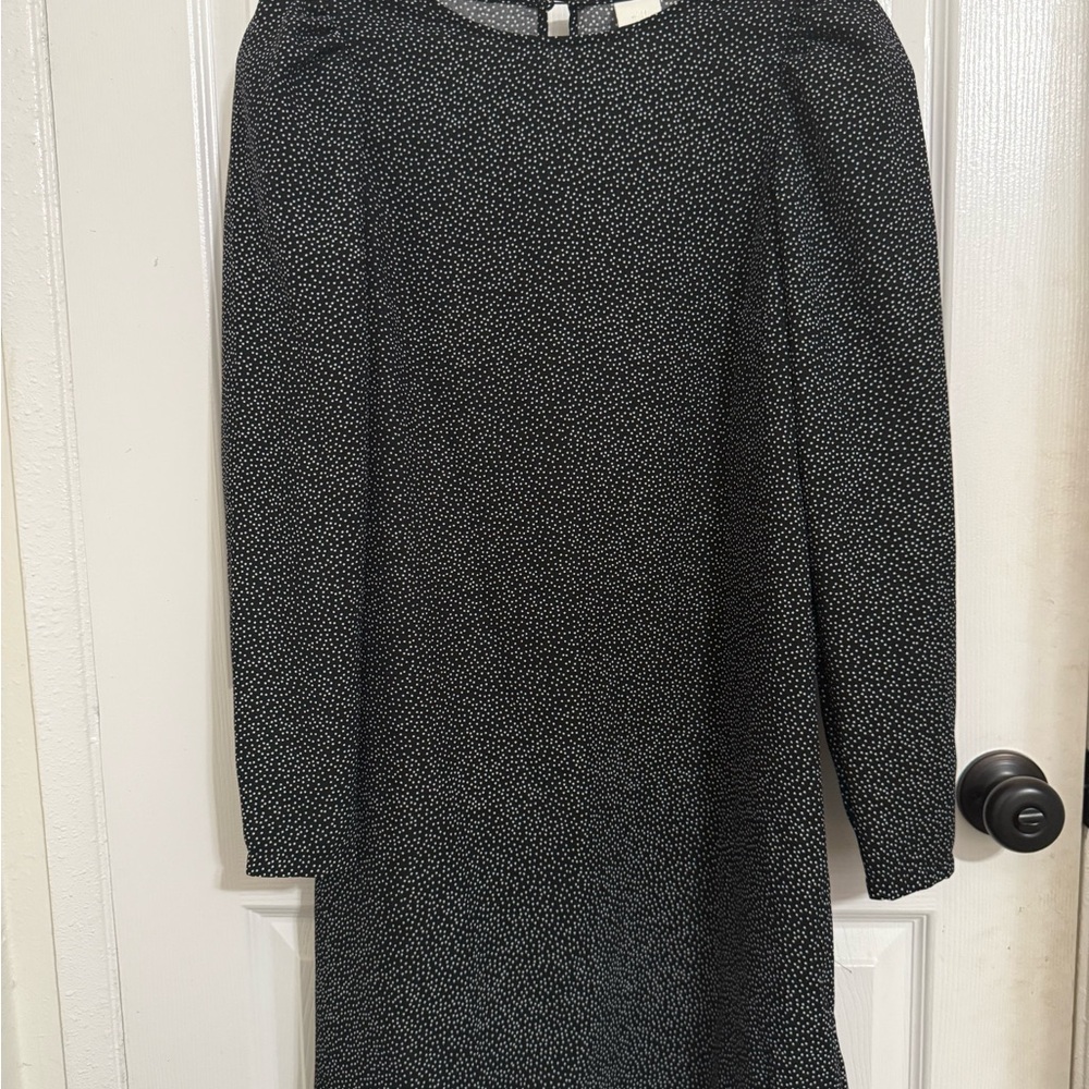 Zara Gray Polka Dots Sheath Dress with Puff Sleeves